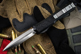 Marfione Custom Makora Stingray Inlay OTF Automatic Knife 3.25" Satin Rubbed Dagger