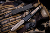 Microtech UTX-85 Spartan Carbon Fiber OTF Automatic Knife 3" Bronze Apocalyptic 230-13APCFS
