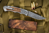 Harber Brand "Regal" Folding Knife Titanium Koa Wood Inlay 2.8" Vegas Forge Damascus