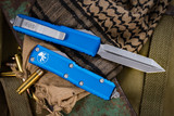 Microtech UTX-85 Spartan OTF Automatic Knife Blue 3" Apocalyptic Stonewash 230-10APBL