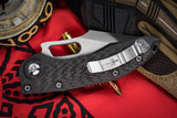 Marfione Custom/Borka Blades "Stitch" Automatic Carbon Fiber 3.75" Diamondwash Mirror Polish