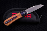 Enrique Pena Raptor Custom Front Flipper Brown Micarta Timascus Bolster 2.75" Rubbed