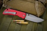 Mcnees Knives PM Mac 2 Auto Red Aluminum 3.25" Magnacut Stonewash
