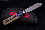 Enrique Pena Barlow Custom Front Flipper Green Micarta Timascus Bolster 2.75" Rubbed