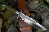 Microtech/Marfione Custom Interceptor OD Green Cord Wrap 7" Bowie Hand Rubbed