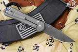 Chris Reeve Knives Large Sebenza 31 Titanium Knife 3.6" Ladder Damascus Drop Point L31-1004