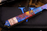 Brandon Vallotton Custom "Guillotine Razor" Turkish Damascus Handle, Mokume Bolster Baker Forge Copper San Mai