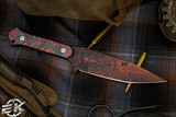 Blackside Customs Fedele X Fixed Blade Knife Orange/Black Camo Carbon 4.5" N690C Halftone  BSC-FX