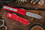 Microtech UTX-85 Spartan OTF Automatic Knife Red 3.1" Apocalyptic Stonewash  230-10APRD