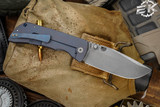 McNees Knives PM Mac 2 Blue "Atomic" Titanium Knife 3.5" Stonewash