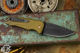 Medford Smooth Criminal Button Lock Flipper Knife Yellow Gold, Bronze HW 3" Black PVD
