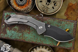 Toor Knives XT1 Bravo Folding Knife Carbon Fiber 3.25" Recurve Black Stonewash