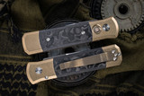 ProTech Godson Automatic Knife Bronze Aluminum/Camo FatCarbon Inlay 3" Bayonet Satin 7114