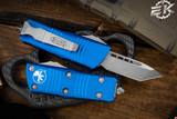 Microtech Troodon Mini Blue OTF Automatic Knife 1.9" Tanto Apocalyptic Stonewash 240-10APBL