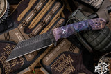 Stroup Knives Custom GP3 Fixed Blade Knife Purple "Cosmic" Wood 4.25" 1095 Wharncliffe