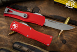 Microtech Hera OTF Automatic Knife Red 3" Drop Point Apocalyptic Stonewash 703-10APRD