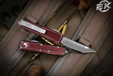 Microtech UTX-85 Distressed Merlot Red OTF 3" Tanto Stonewash 233-10DMR 