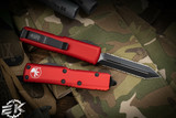 Microtech UTX-85 Spartan OTF Automatic Knife Red 3.1" Double Full-Serrated Black 230-D3RD