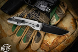 Vero Engineering Impulse Folding Knife Titanium Stonewash 3.65" M390 Tanto Blackwash