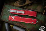 Microtech Ultratech Distressed Red OTF Knife 3.4" Tanto Serrated 123-12DRD