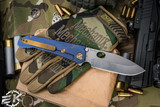 Medford 187 DP Folding Knife Titanium Blue w/ Bronze HW, Clip 3.75" D2 Tumbled