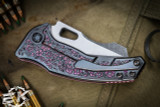  Borka Blades/Bond Knives"Shylock" Titanium Pink Hula Finish Sakura Flowers 3.75" Two Tone Acid Wash