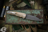 ProTech Custom Malibu Bronze Titanium Flipper Knife 3.25" Vines & Roses Damascus Wharncliffe 2023.004
