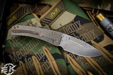 Medford Slim Midi Folding Knife Tumbled Titanium 3.25" Tumbled Drop Point