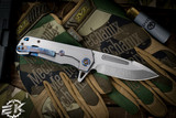 Medford Proxima Folding Flipper Knife Blue/Silver Titanium 3.9" Tumbled Drop Point