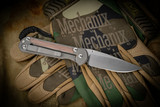 Chris Reeve Knives Small Sebenza 21 Red Linen Micarta Inlay/Titanium Knife 3" Drop Point S21-1152