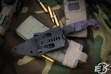 Stroup Knives TU1 Fixed Blade Knife Purple G10 4.5" Acid Wash Clip Point 