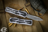 Heretic Knives "Colossus" OTF Gray Aluminum 3.5" Drop Point Stonewash H039-2A-GRAY