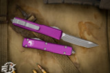 Microtech Ultratech OTF Automatic Knife Violet 3.4" Tanto Apocalyptic Stonewash  123-10APVI