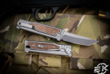 Reate EXO-M Gravity Knife Titanium/Burlap Micarta 2.95" Tanto Edge SW