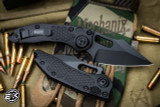 Microtech Stitch Automatic Folding Knife Textured Black Aluminum 3.75" M390 Wharncliffe Black 169-1T