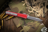 Microtech Ultratech OTF Automatic Knife Distressed Red 3.4" Drop Point Serrated Stonewash 121-11DRD