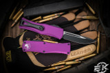 Microtech Hera OTF Automatic Knife Violet 3" Drop Point Black 703-1VI