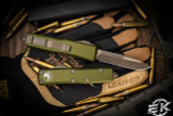 Microtech UTX-85 OTF Automatic Knife OD Green 3.1" Drop Point Bronze Apocalyptic Serrated 231-14APOD