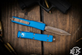 Microtech Ultratech OTF Automatic Knife Blue 3.4" Dagger Apocalyptic Bronze 122-13APBL