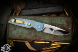 ProTech Custom TR-3 008 Blue/Bronze Fish Scale Titanium Automatic Knife 3.5" Mirror Polish