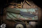 Mick Strider Knives Fixed Blade OD Green Wrapped 3.75" Black Tanto