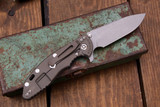 Rick Hinderer Knives XM-18 3.5" Skinny Slicer Blue/Black G10, Battle Bronze
