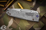 Medford Slim Midi Folding Knife "Hammered" Sculpted Titanium 3.25" Tumbled Tanto