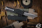 Heretic Knives "Colossus" OTF Automatic Knife Black 3.5" Tanto Stonewash Full Serrated H040-2C