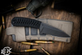 Bastinelli Knives "Sin" Black Cobra Wrap 3.5" Dark Stonewash Serrated