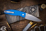 Three Rivers Manufacturing ATOM Folding Knife Royal Blue 3D Textured G10 3.5" Drop Point Stonewash