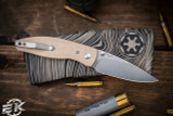 Three Rivers Manufacturing ATOM Folding Knife Natural Micarta 3D Smooth 3.5" Drop Point Stonewash