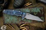 Rick Hinderer Knives EKlipse Flipper Blue/Black G10 3.5" Wharncliffe Battle Blue 