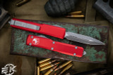 Microtech Ultratech OTF Automatic Knife Red 3.4" Dagger Apocalyptic Stonewash Serrated 122-12APRD