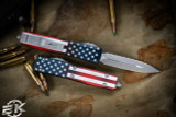 Microtech Ultratech Flag OTF Knife 3.4" Stonewash Serrated 122-12APGLAGS